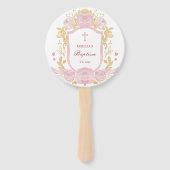 Éventail Aquarelle Rose Crest Baptême (Dos)