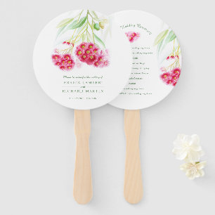 Éventail Aquarelle rose fleurs rouges gumtree mariage