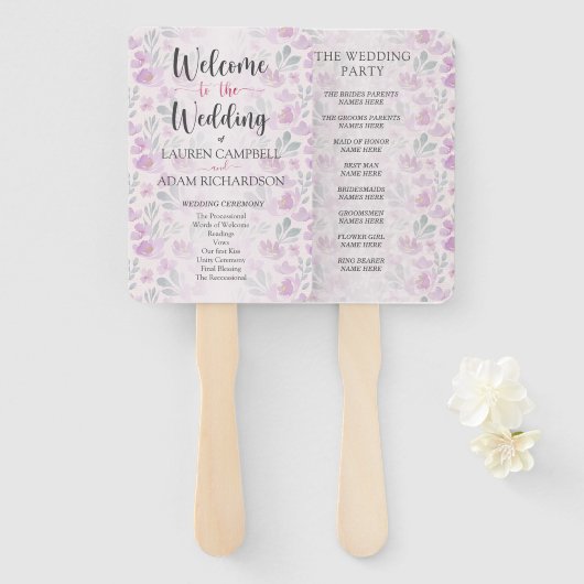 Éventail Aquarelle rose pâle (Devant et derrière)