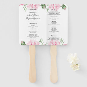 Éventail Aquarelle rose pivoine Mariage floral