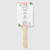 Éventail Aquarelle rose pivoine Mariage floral (Dos)