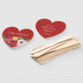 Éventail Aquarelle rose rouge floral moderne double bonheur (Non-assemblé)