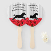 Éventail Aquarelle Roses noir blanc rayures Derby (Devant et derrière)