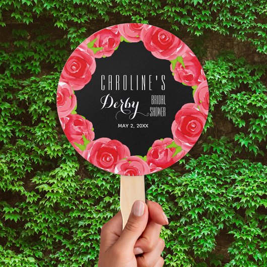 Éventail Aquarelle Roses rouges Fête des mariées Derby