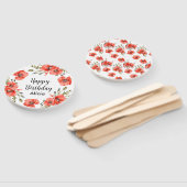 Éventail Aquarelle Rouge Pavot vert 50e anniversaire (Non-assemblé)