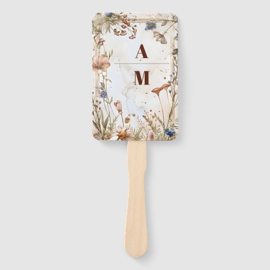 Éventail Aquarelle rustique Mariage bois (Devant)