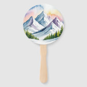 Éventail Aquarelle Snowy Mountain Mariage paysage (Dos)
