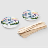 Éventail Aquarelle Snowy Mountain Mariage paysage (Non-assemblé)