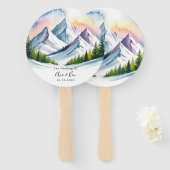Éventail Aquarelle Snowy Mountain Mariage paysage (Devant et derrière)