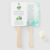 Éventail Aquarelle Terrarium en verre Mariage (Devant et derrière)