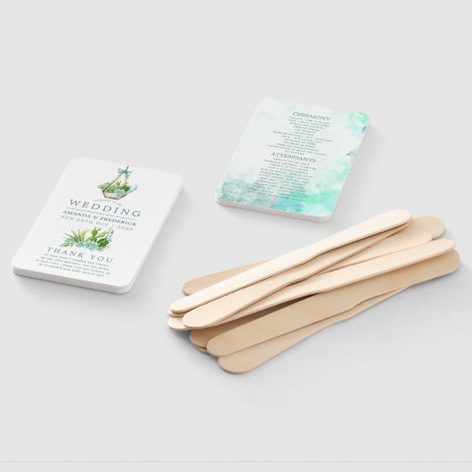 Éventail Aquarelle Terrarium en verre Mariage (Non-assemblé)