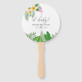 Éventail Aquarelle tropicale Flamant rose rose (Devant)