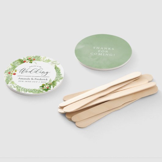 Éventail Aquarelle Verdure Mariage Faveur (Non-assemblé)