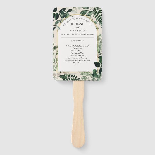 Éventail Aquarelle Verdure Mariage voûté moderne (Devant)