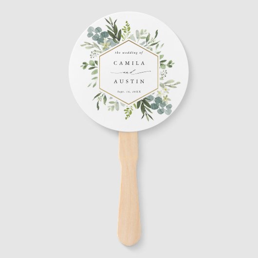Éventail Aquarelle Verdure or Hexagon Mariage Timeline (Devant)