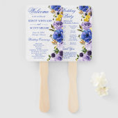 Éventail Aquarelle violet et Mariage de fleurs de crème (Devant et derrière)