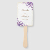 Éventail Aquarelle violet or violet Mariage de lavande (Devant)