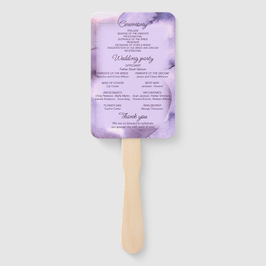 Éventail Aquarelle violette (Dos)