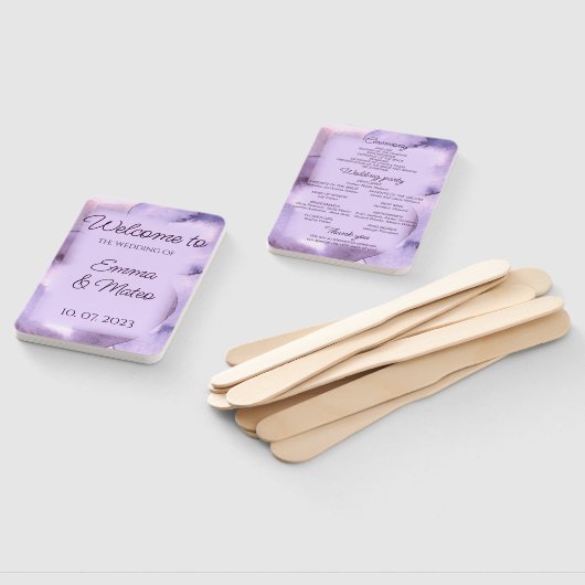 Éventail Aquarelle violette (Non-assemblé)