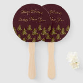 Éventail Arbre de Noël en or brillant à Noël rouge (Devant et derrière)