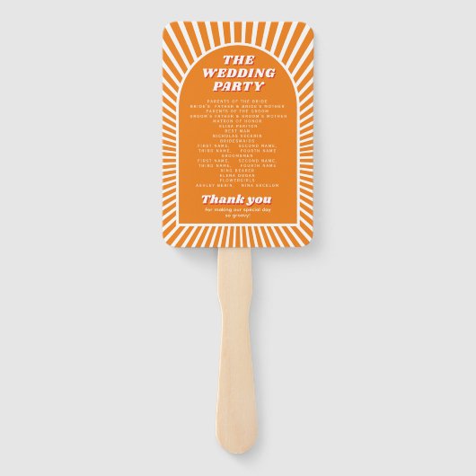 Éventail Arc orange et soleil programme de mariage super (Dos)