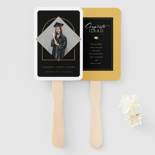 Éventail Arch Tassels Minimaliste Frame Photo Graduation (Devant et derrière)