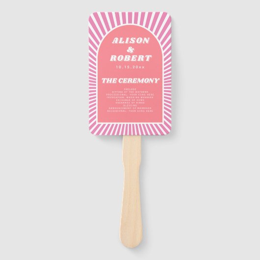 Éventail Arche rose et soleil programme de mariage super (Devant)