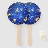 Éventail Arrière - plan Bleu XMAS avec des flocons de neige (Devant et derrière)