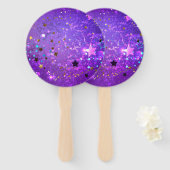 Éventail Arrière - plan de feuille violet avec étoiles (Devant et derrière)