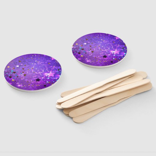 Éventail Arrière - plan de feuille violet avec étoiles (Non-assemblé)