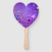 Éventail Arrière - plan de feuille violet avec étoiles (Dos)