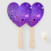 Éventail Arrière - plan de feuille violet avec étoiles (Devant et derrière)