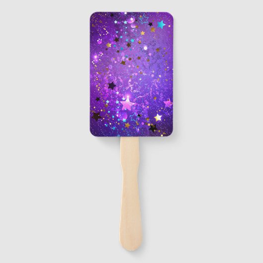 Éventail Arrière - plan de feuille violet avec étoiles (Dos)