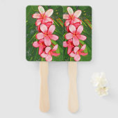 Éventail Art de Frangipanier Tropical Rose (Devant et derrière)