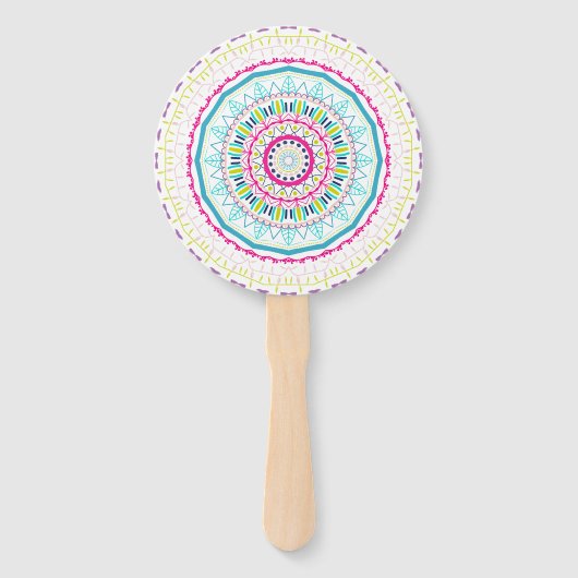 Éventail Art de mandala coloré vibrant (Devant)