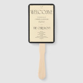 Éventail Art Deco Black Cream Wedding Party Program Fan (Devant)