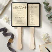 Éventail Art Deco Black Cream Wedding Party Program Fan