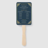 Éventail Art Déco Butterfly Blue Gold Wedding Programme (Dos)