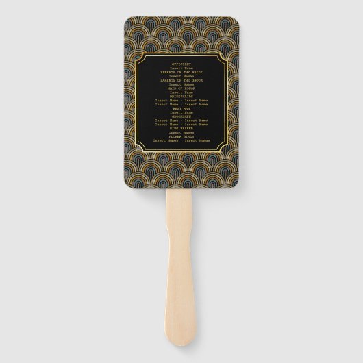 Éventail Art Deco Embroidered-Style Wedding Program (Dos)