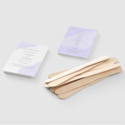 Éventail Artisan Pastel Violet Mariage Lignes Blob Personna (Non-assemblé)