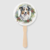 Éventail Australian Shepherd Christmas Wreath Festive Pup (Dos)