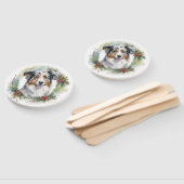 Éventail Australian Shepherd Christmas Wreath Festive Pup (Non-assemblé)