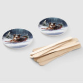 Éventail Australian Shepherd hiver neige de Noël (Non-assemblé)