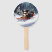 Éventail Australian Shepherd hiver neige de Noël (Devant)