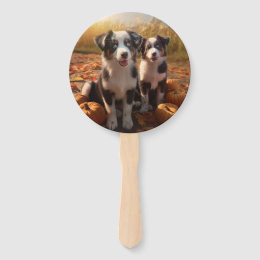 Éventail Australian Shepherd Puppy Citrouille de plaisir d' (Devant)