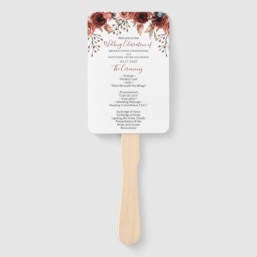 Éventail Automne Automne Floral Wedding Programme Ventilate (Devant)