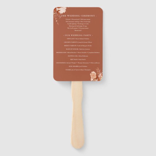 Éventail Automne Automne Rustique Floral Wedding Programme (Dos)