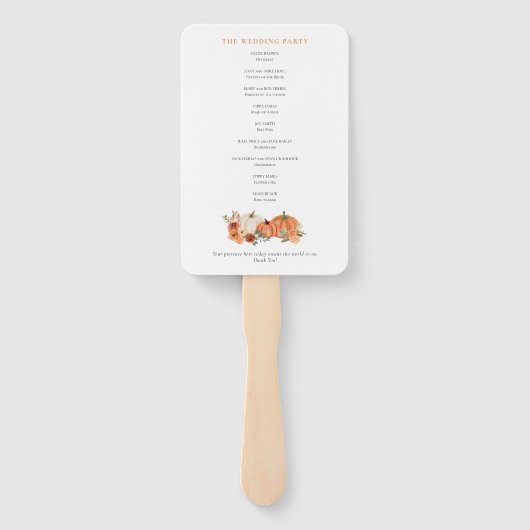 Éventail Automne Citrouille Florals Programme de mariage (Dos)