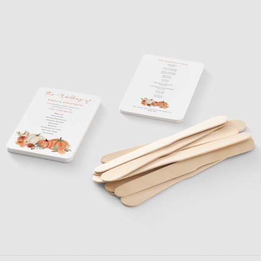 Éventail Automne Citrouille Florals Programme de mariage (Non-assemblé)