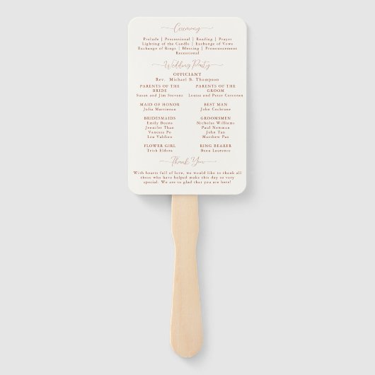 Éventail Automne Feuilles Terracotta Chic Programme de mari (Dos)